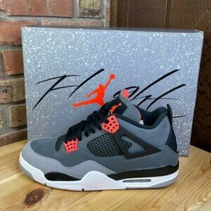 Air Jordan 4 Retro Infrared Red Grey Sneakers Mens